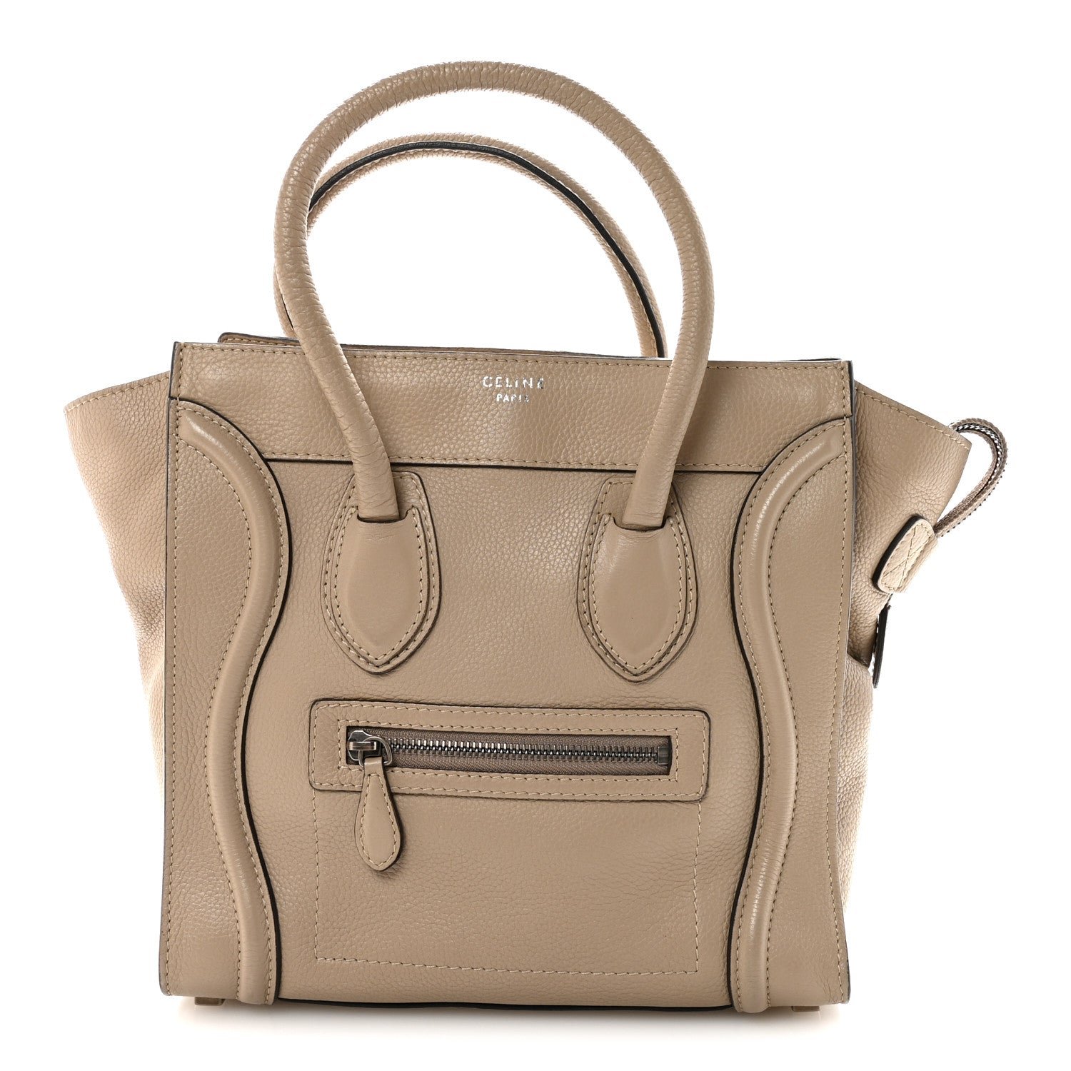 Celine Celine Drummed Calfskin Micro Luggage Dune