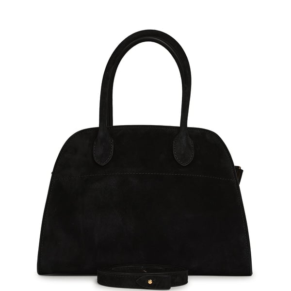 The Row Soft Margaux 10 Bag Black Suede Gold Hardware