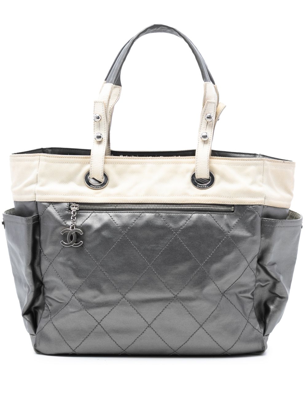 2006-2008 Large Bicolor Quilted Coated Canvas Paris Biarritz tote bag