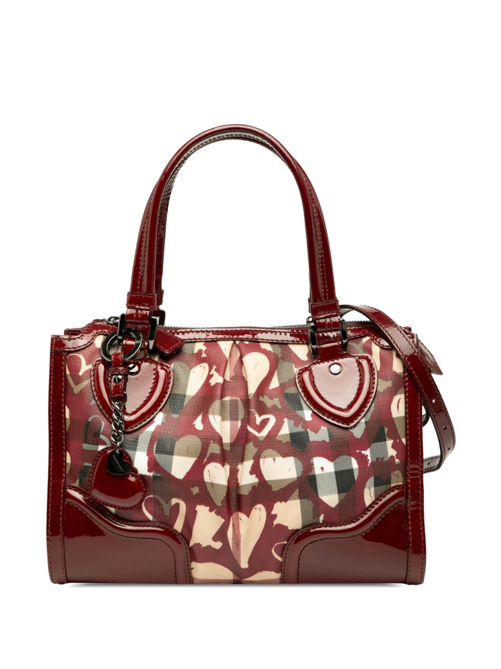 2010-2025 Patent Trimmed House Check Coated Canvas Hearts Pilgrim satchel