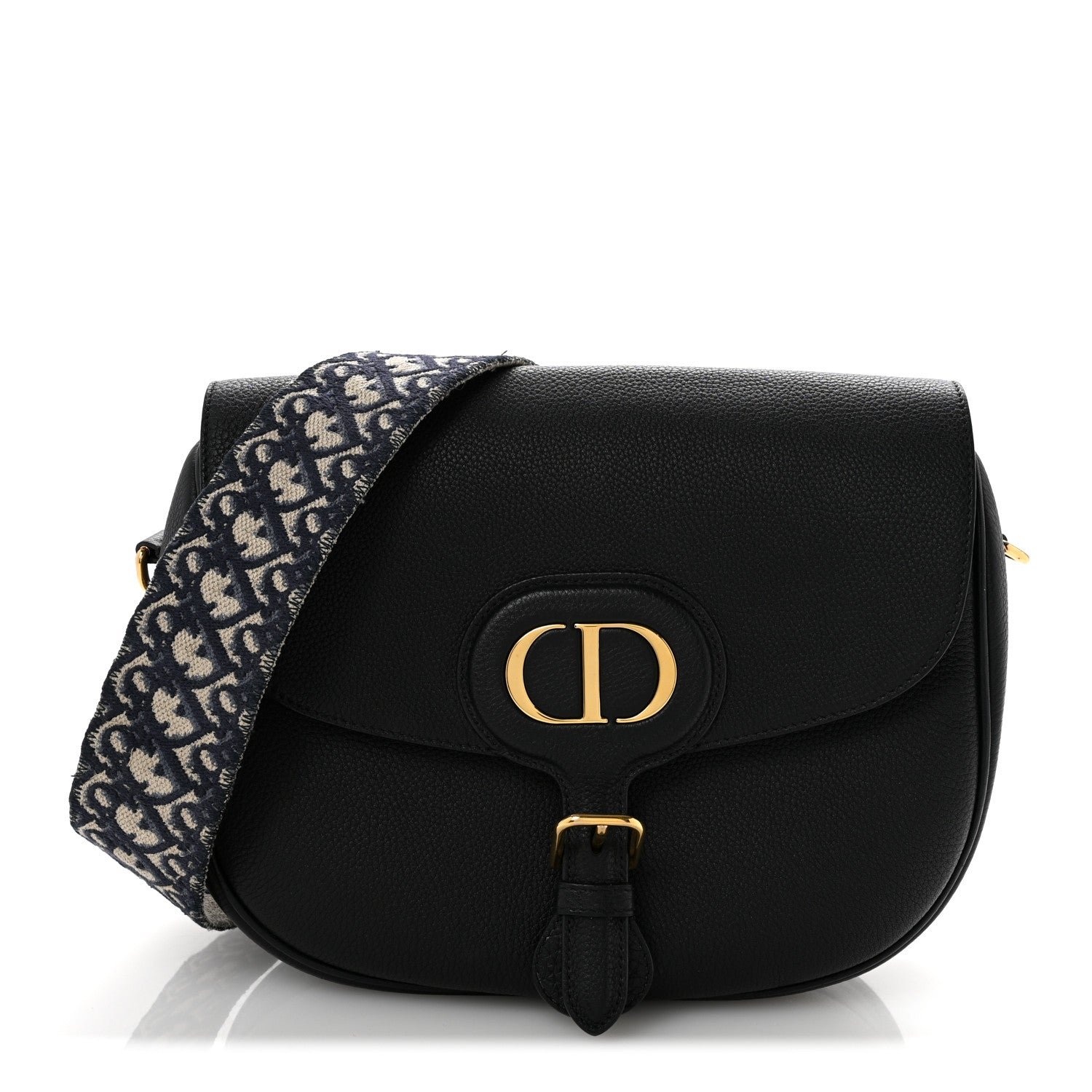 Christian Dior Grained Calfskin Large Bobby Flap Black