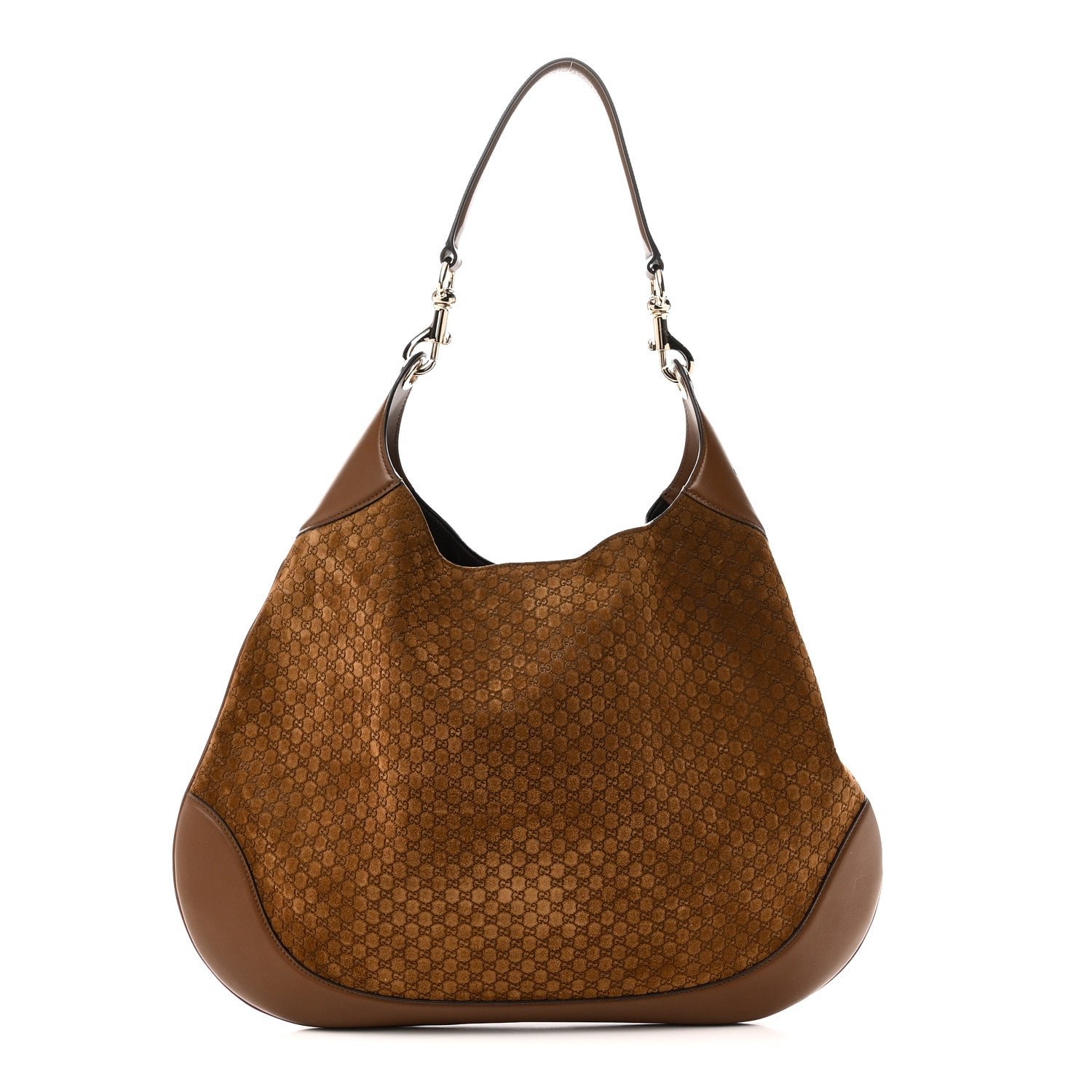 Gucci GG Suede B Large Shoulder Bag Brown