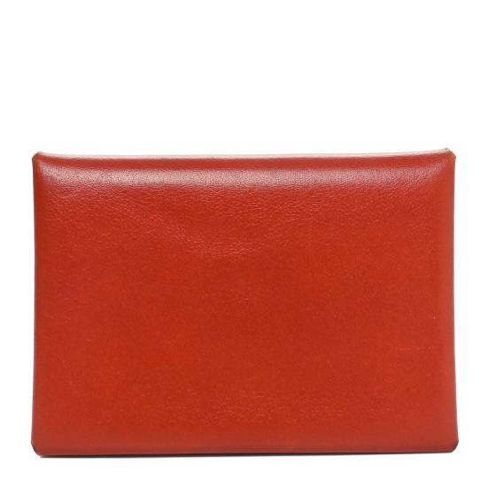 Hermes Box Calvi Duo Card Case Brique