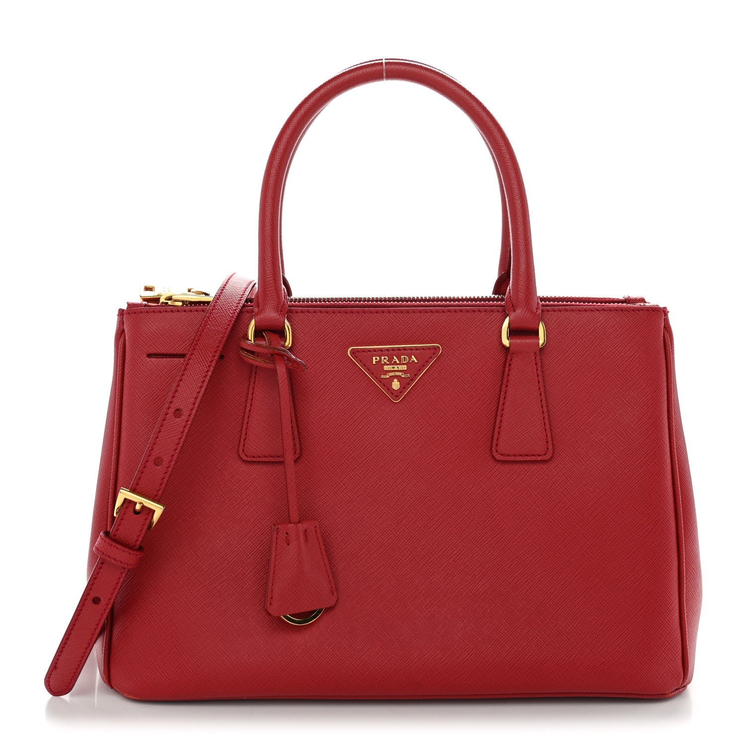 Prada Saffiano Lux Small Galleria Double Zip Tote Fuoco