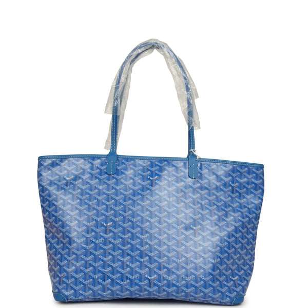 Goyard Goyardine Canvas Sky Blue Artois MM Tote Palladium Hardware