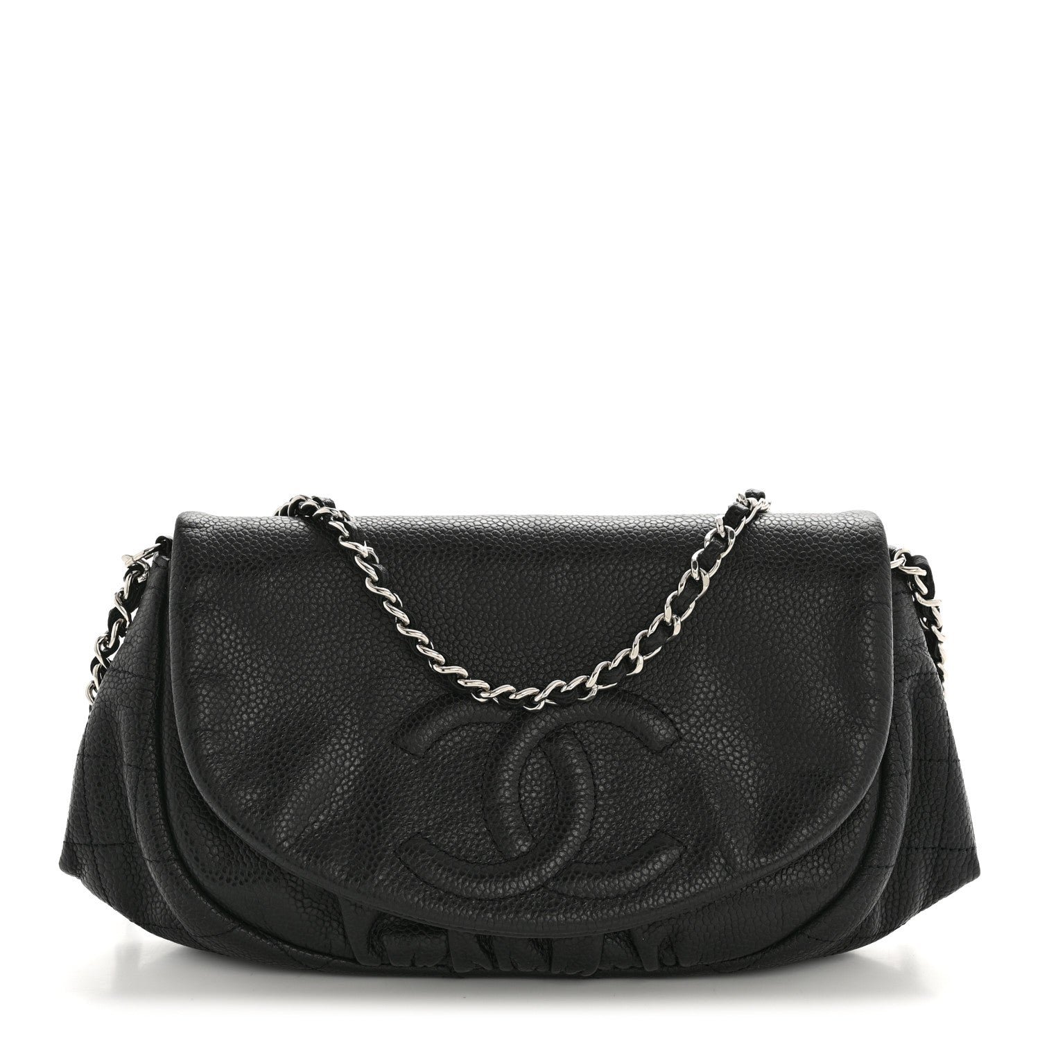 Chanel Caviar Half Moon Wallet On Chain WOC Black