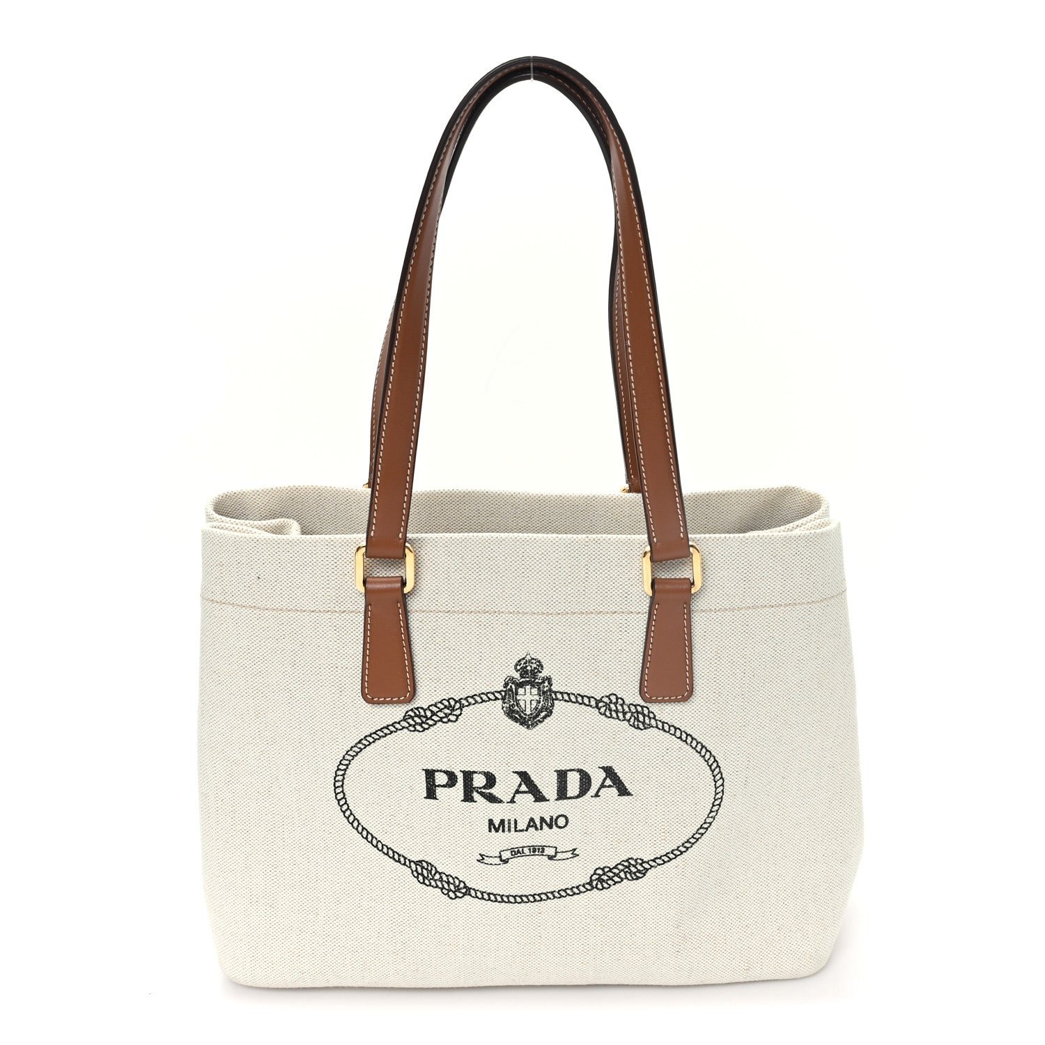 Prada Canvas Shopping Logo Tote Naturale