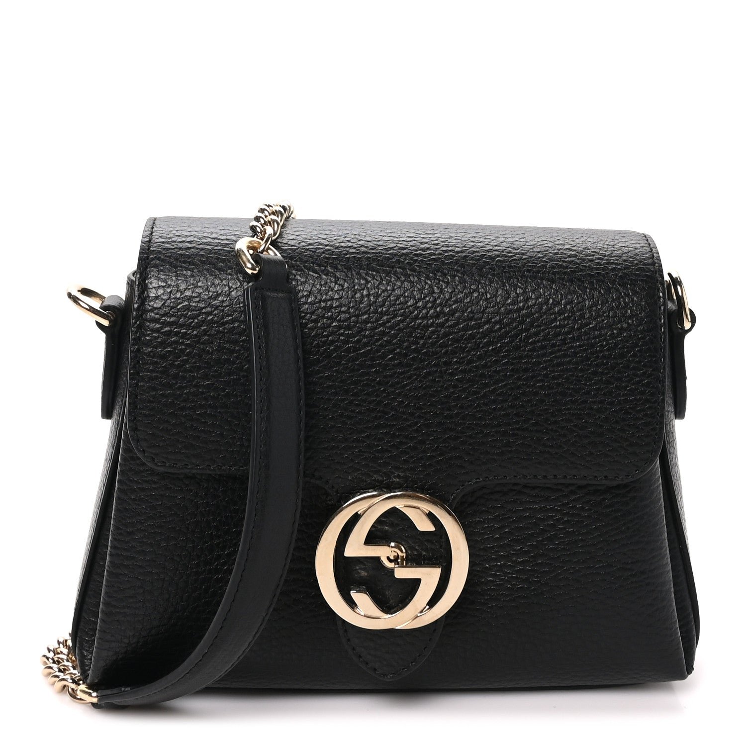 Gucci Dollar Calfskin Interlocking G Crossbody Bag Black