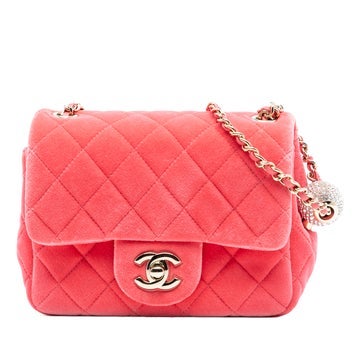 Chanel Mini Square Classic Velvet Pearl Crush Single Flap