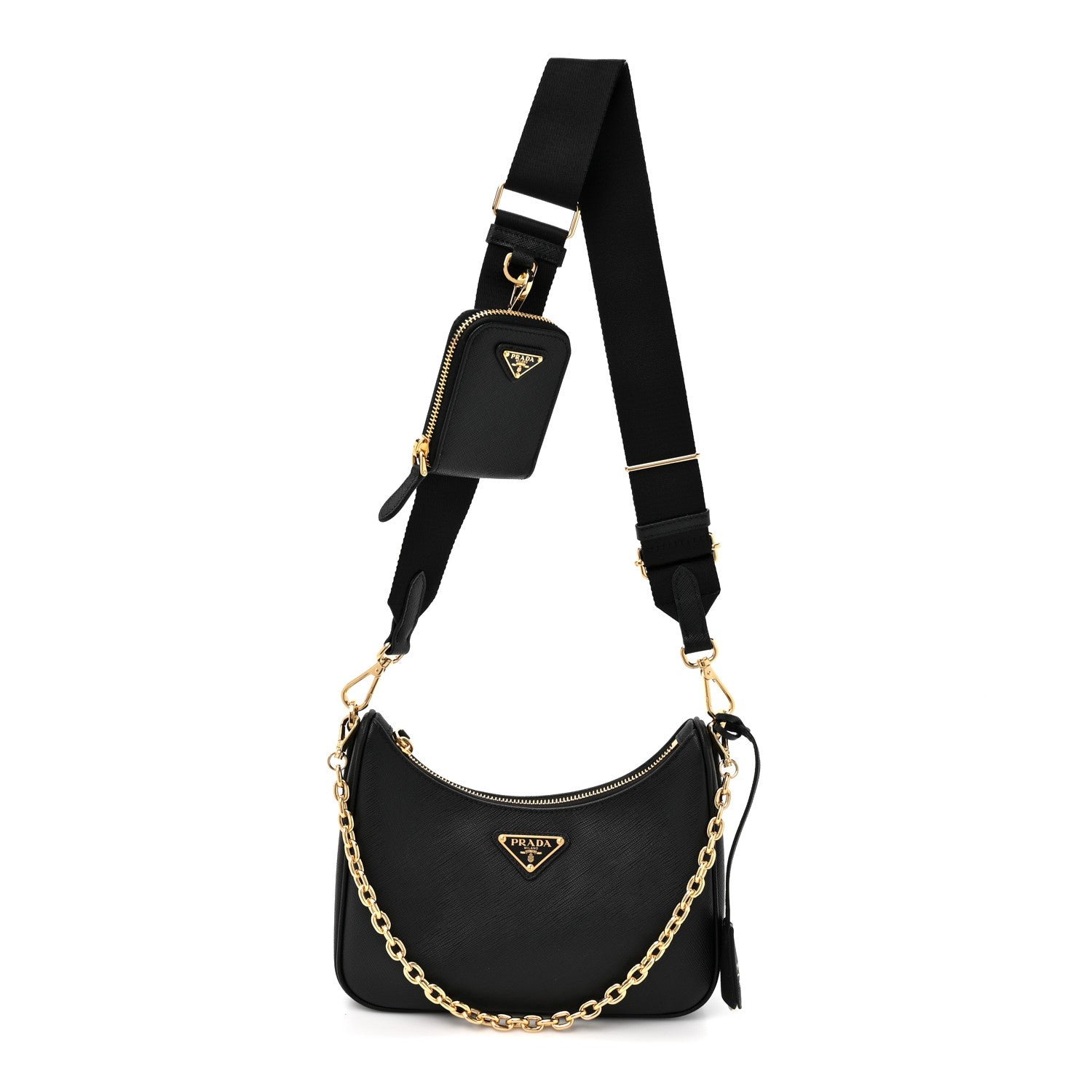 Prada Saffiano Lux Re-Edition 2005 Shoulder Bag Black