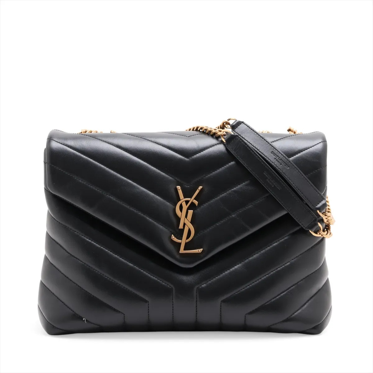 Saint Laurent Paris Lulu Medium 574946 Leather Chain Shoulder Bag Black