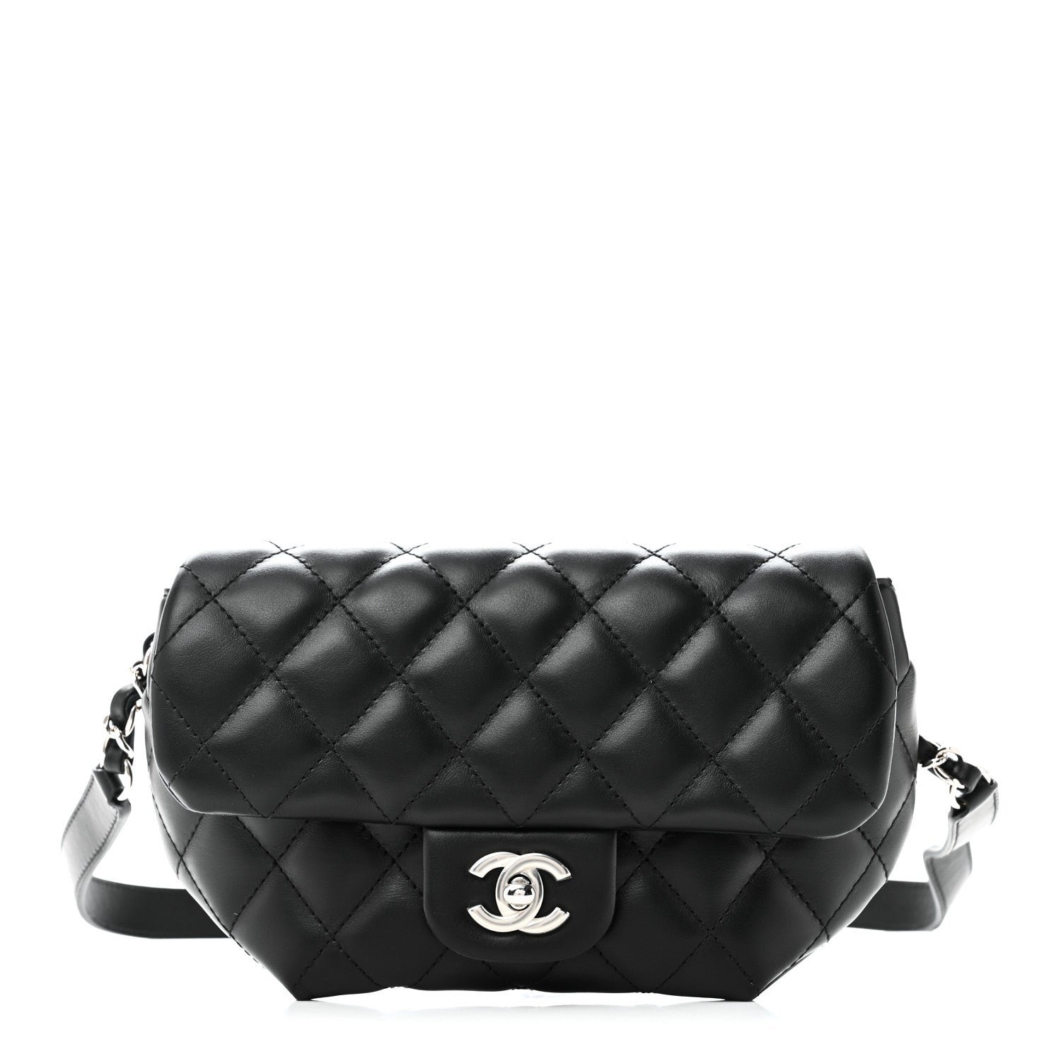 Chanel Calfskin Quilted CC Uniform Flap Belt Bag Black
