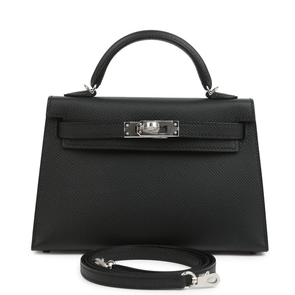 Hermes Hermes Kelly Sellier 20 Black Epsom Palladium Hardware