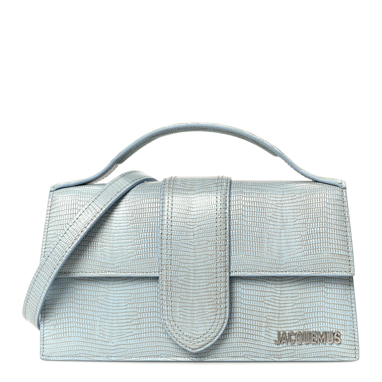 Jacquemus Jacquemus Calfskin Lizard Embossed Le Grand Bambino Light Blue