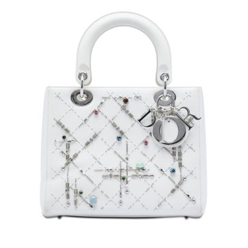 Medium Calfskin Beads And Rhinestone Embellished Lady Dior
