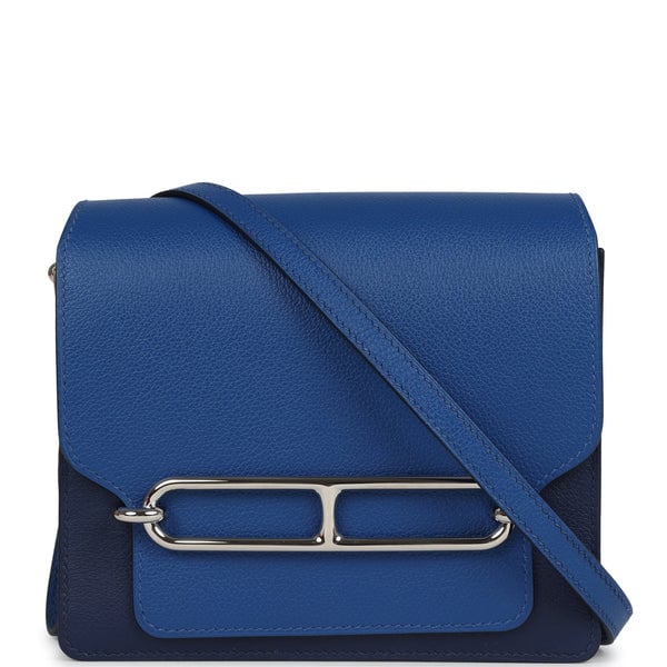 Hermes Hermes Mini Sac Roulis Bi-color Bleu Saphir and Bleu France Evercolor Palladium Hardware