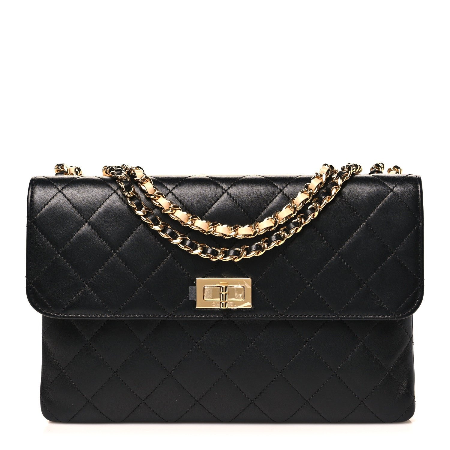 Chanel Lambskin Quilted Small Double Sided Flap Black Beige