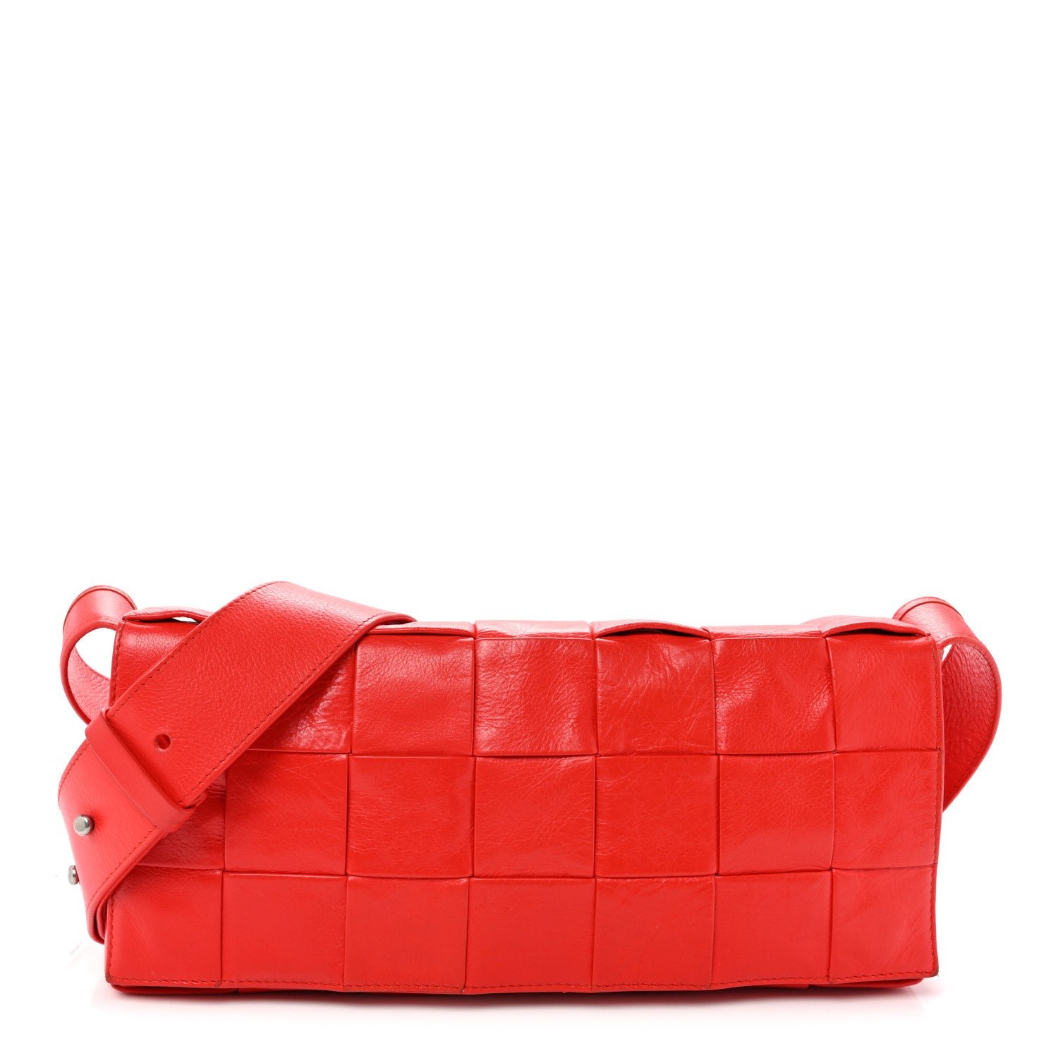 Bottega Veneta Paper Calfskin Intrecciato Stretch Cassette Bright Red