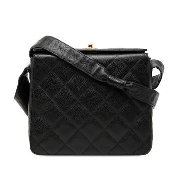 CC Quilted Caviar Calfskin Carved Buckle Box Bag