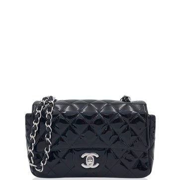Patent Leather Rectangular Flap Bag Mini