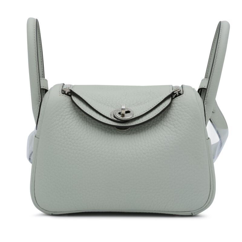 Hermes Gris Neve Clemence Mini Lindy 20 Palladium Hardware, 2024