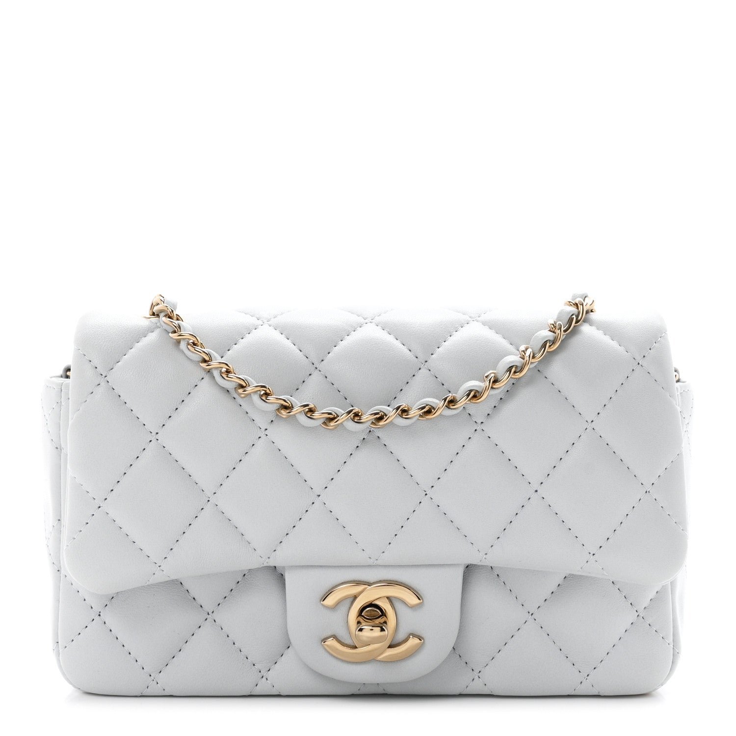 Chanel Lambskin Quilted Extra Mini Rectangular Flap Light Blue