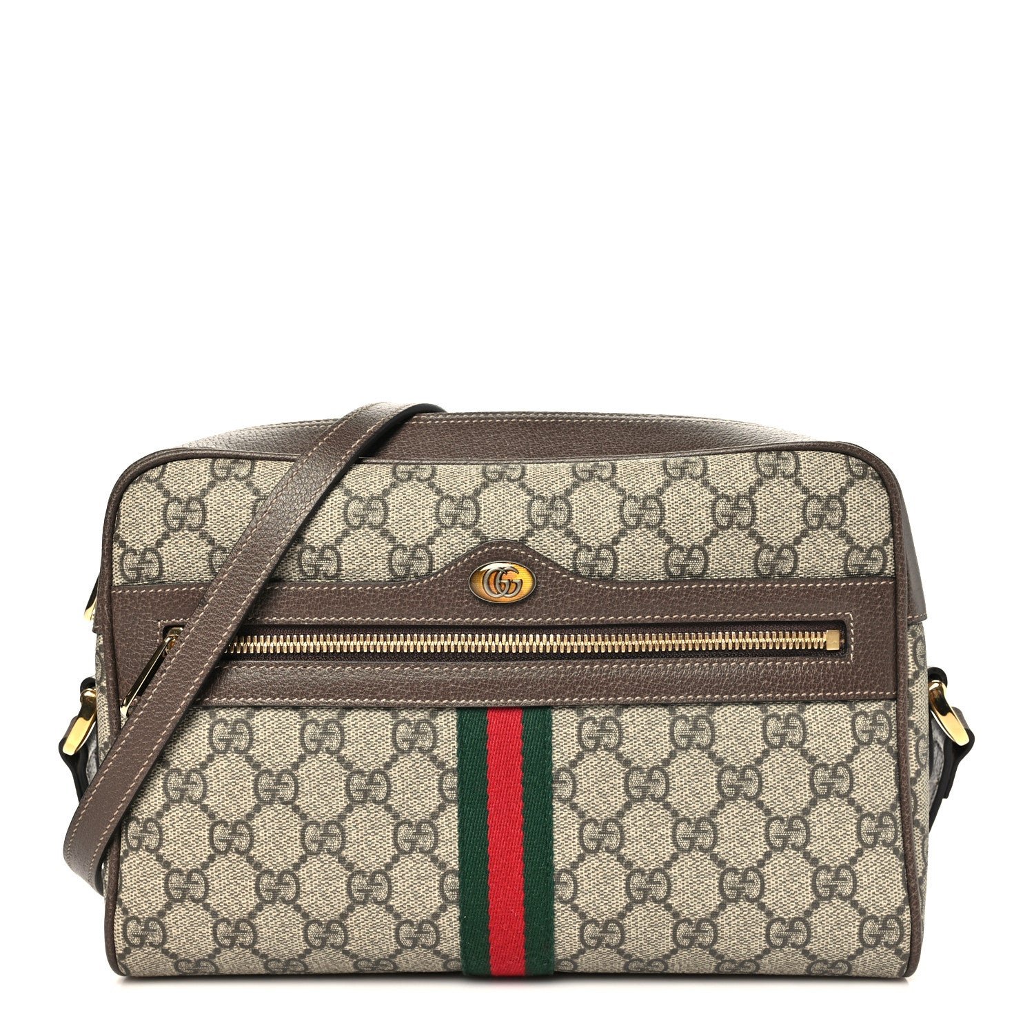 Gucci GG Supreme Monogram Web Small Ophidia Shoulder Bag Brown