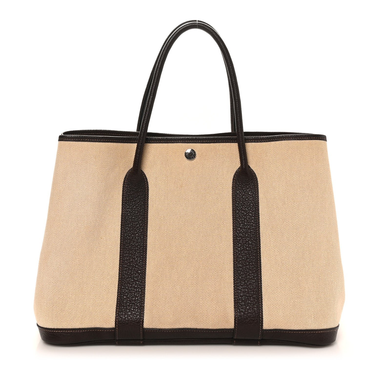 Hermes Toile Buffle Gala Garden Party Tote 36 MM Marron Fonce