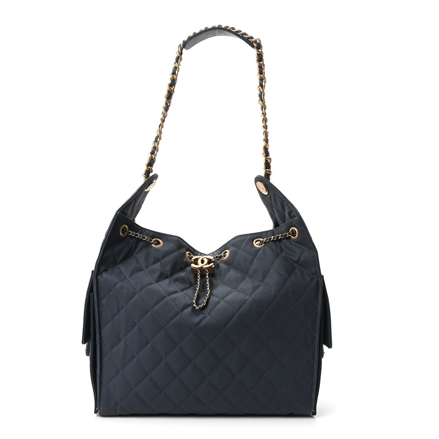 Chanel Canvas Quilted Medium Chanel 25 Handbag Dark Blue