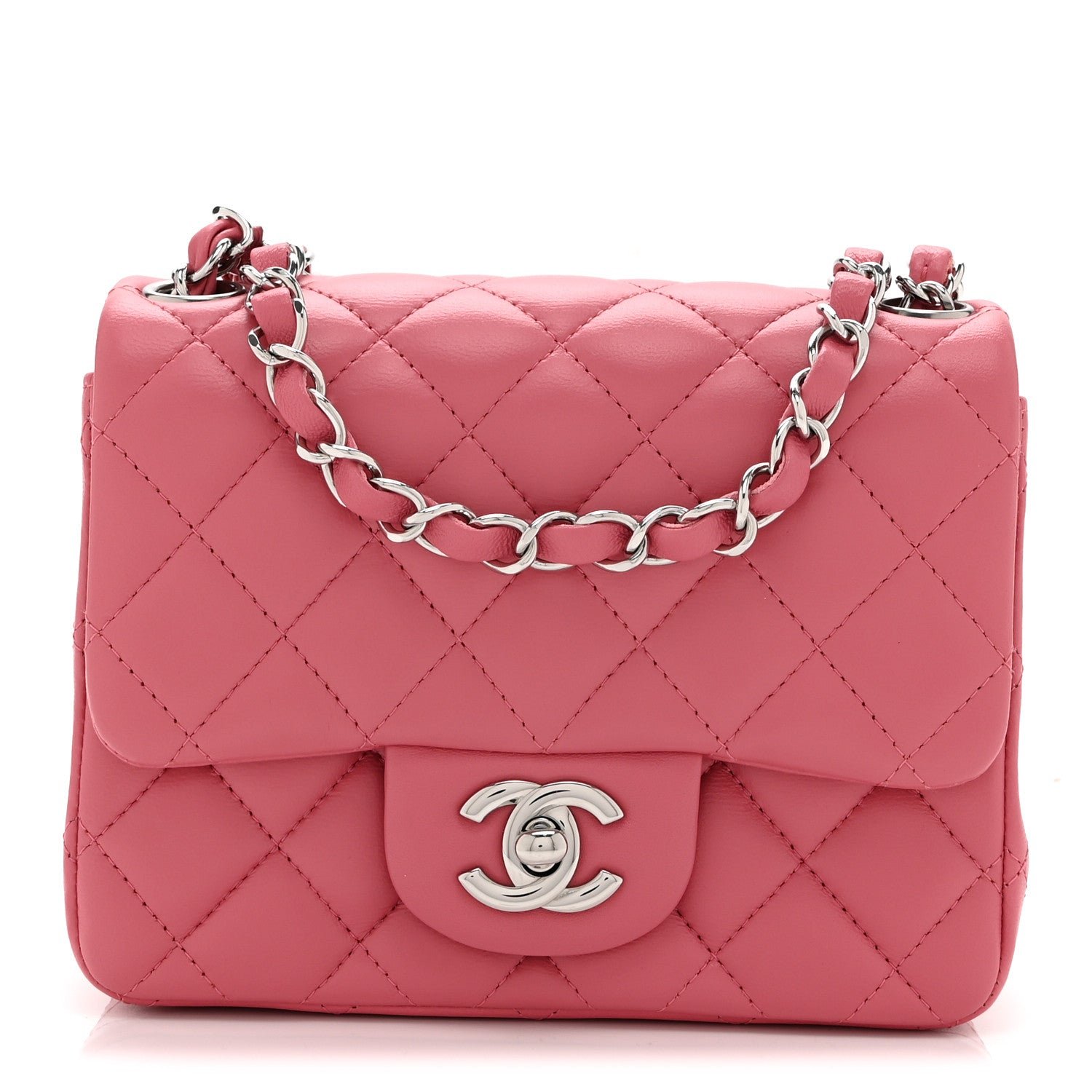 Chanel Lambskin Quilted Mini Square Flap Pink