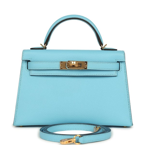 Hermes Hermes Kelly Sellier 20 Celeste Epsom Gold Hardware
