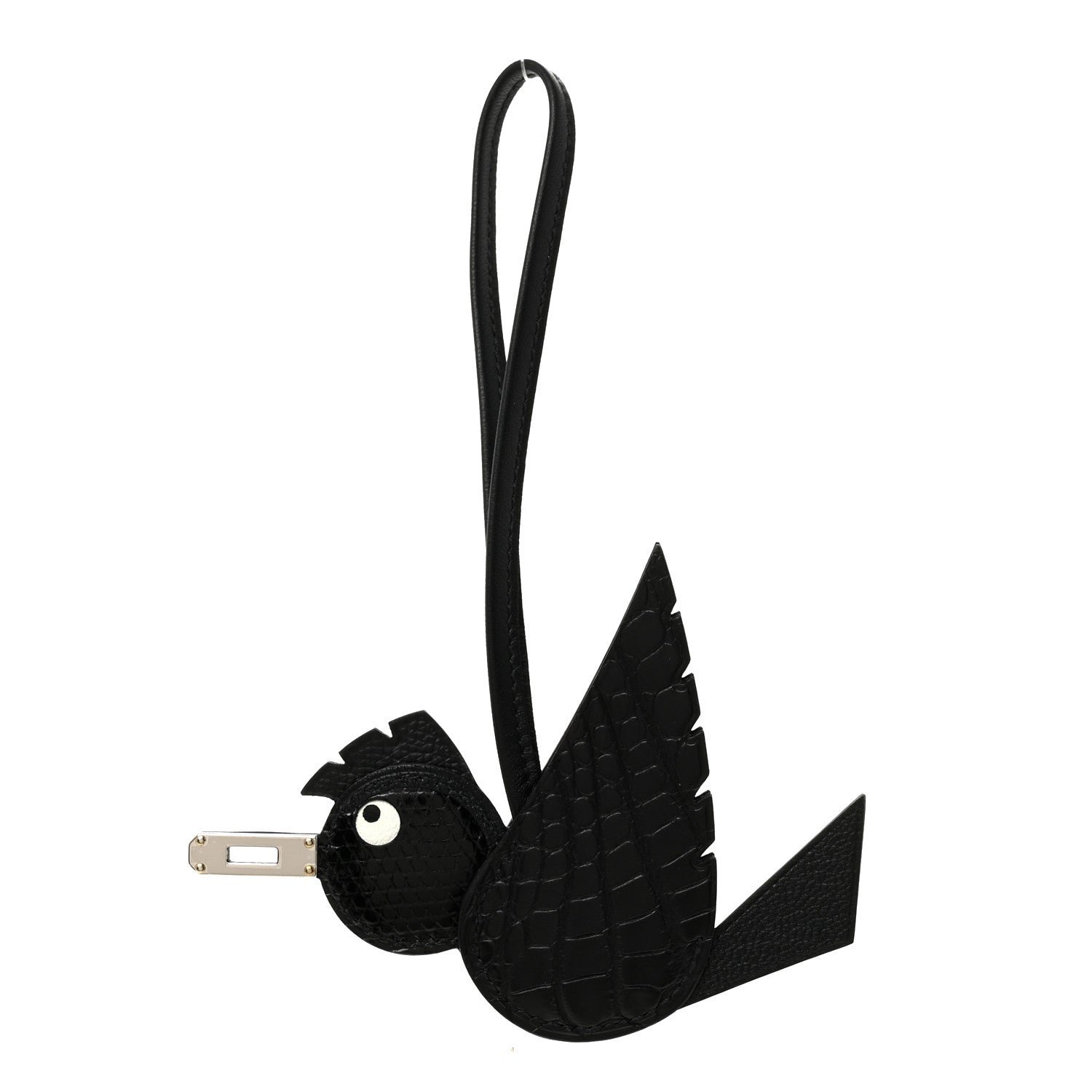 Hermes Hermes Epsom Chevre Mysore Swift Alligator Lizard Birdy Bag Charm Black