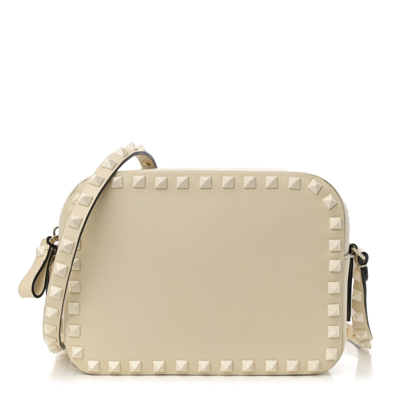 Valentino Garavani Vitello Monochrome Rockstud Camera Crossbody Bag Ivory