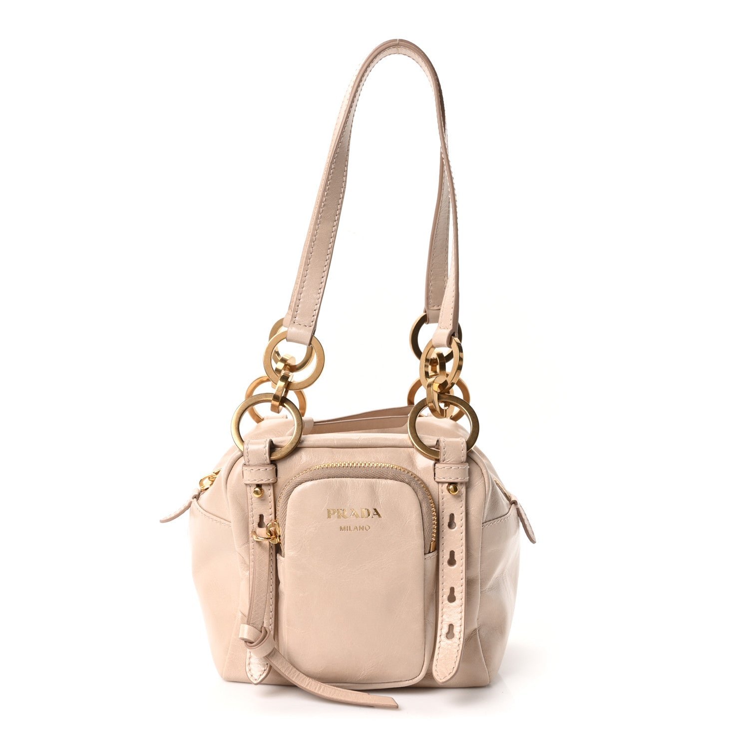 Prada Soft Lux Calfskin Mini Dangle Top Handle Bag Cipria