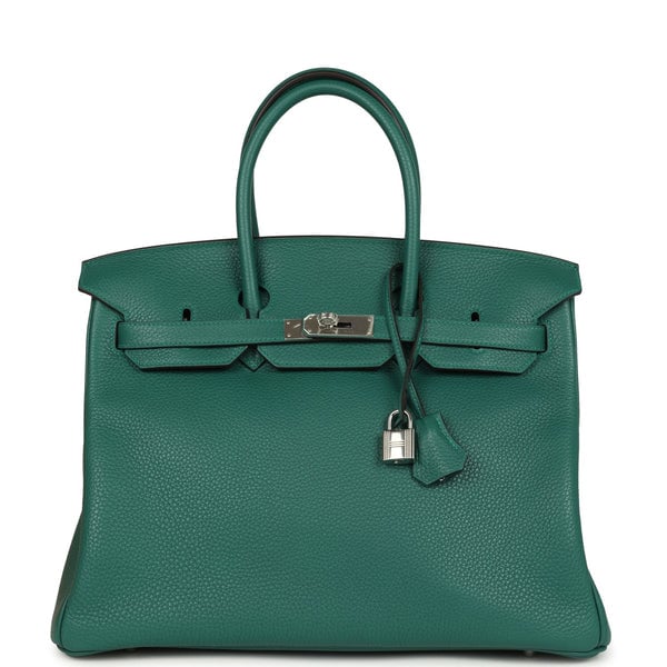 Hermes Pre-owned Hermes Birkin 35 Malachite Clemence Palladium Hardware