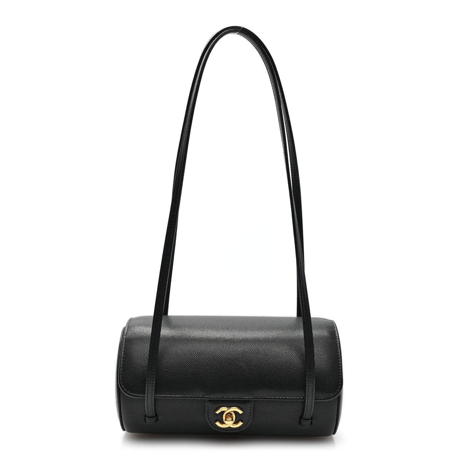 Chanel Shiny Caviar Preppy Coco Small Bowling Bag Black