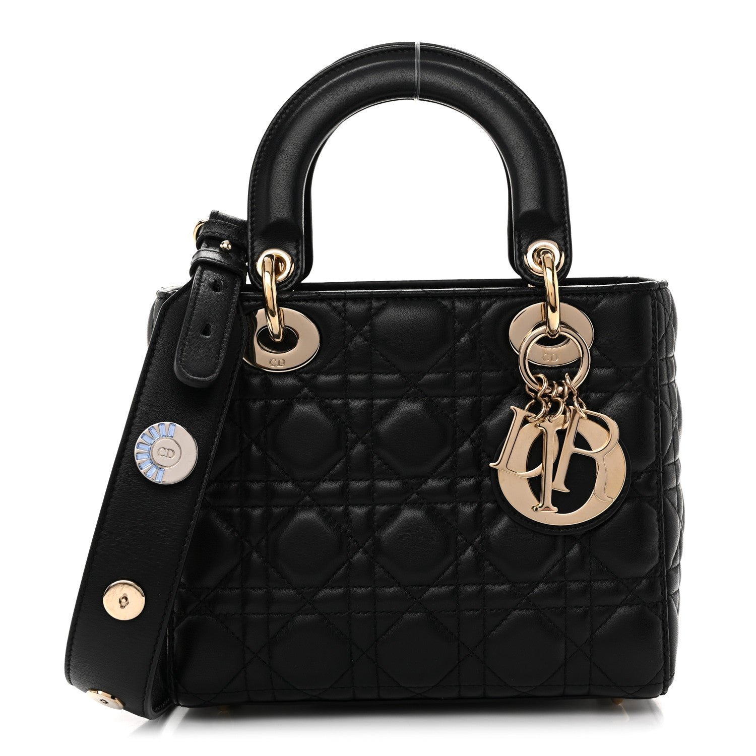 Christian Dior Lambskin Cannage Small Lucky Badges My Lady Dior Black