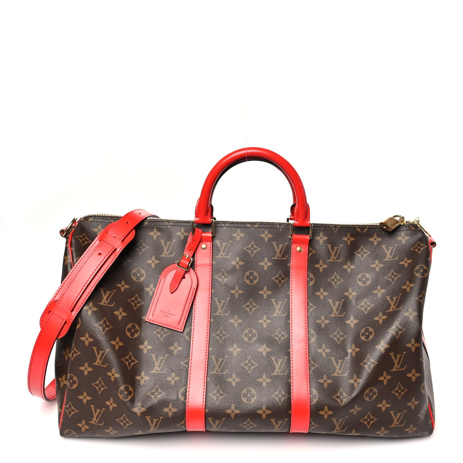 Louis Vuitton Louis Vuitton Calfskin Monogram Keepall Bandouliere 50 Coquelicot