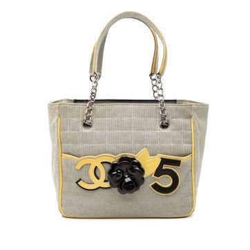 CC Camellia No. 5 Choco Bar Canvas and Patent Leather Tote