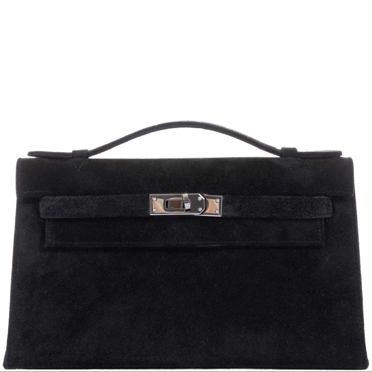 Hermes Hermès Kelly Pochette Noir Veau Doblis Palladium Hardware
