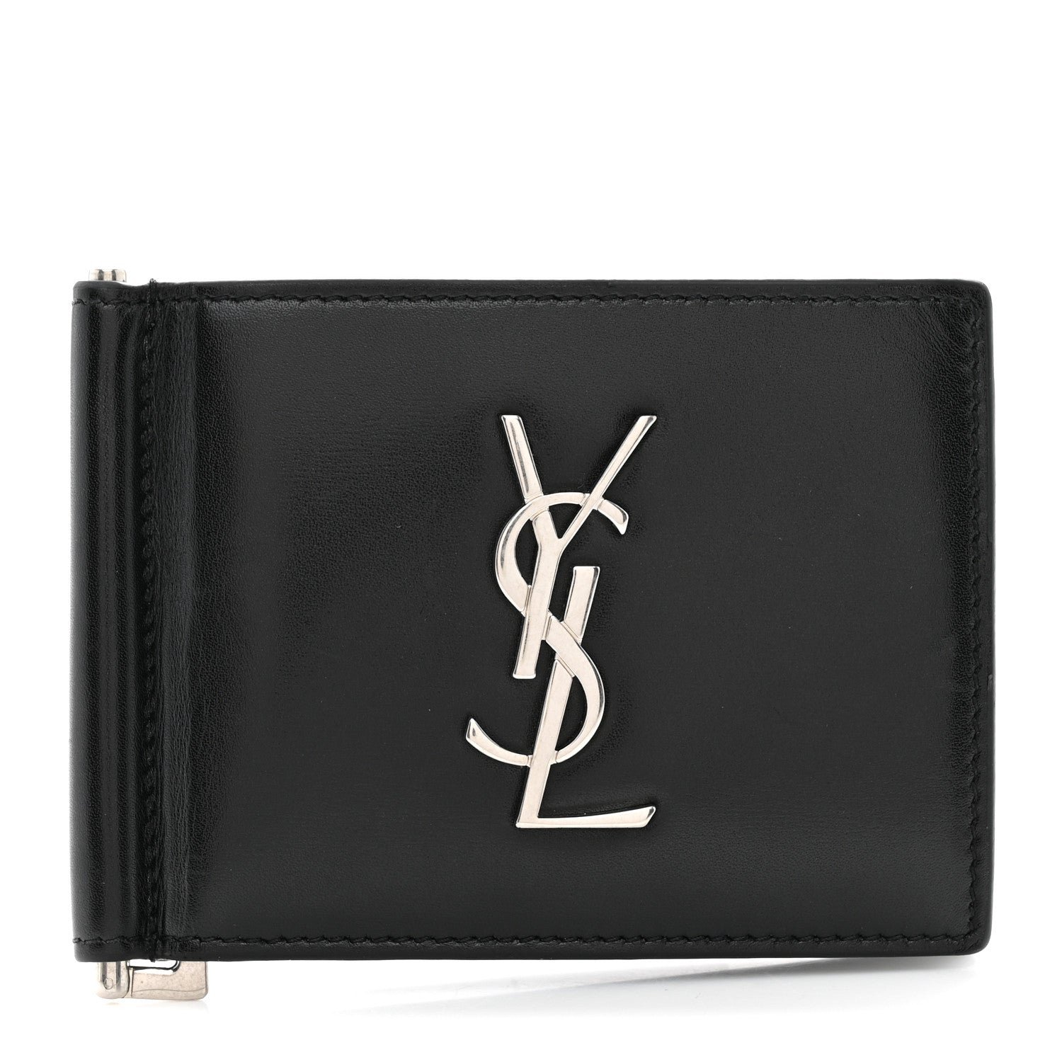 Saint Laurent Calfskin Bill Clip Card Case Black