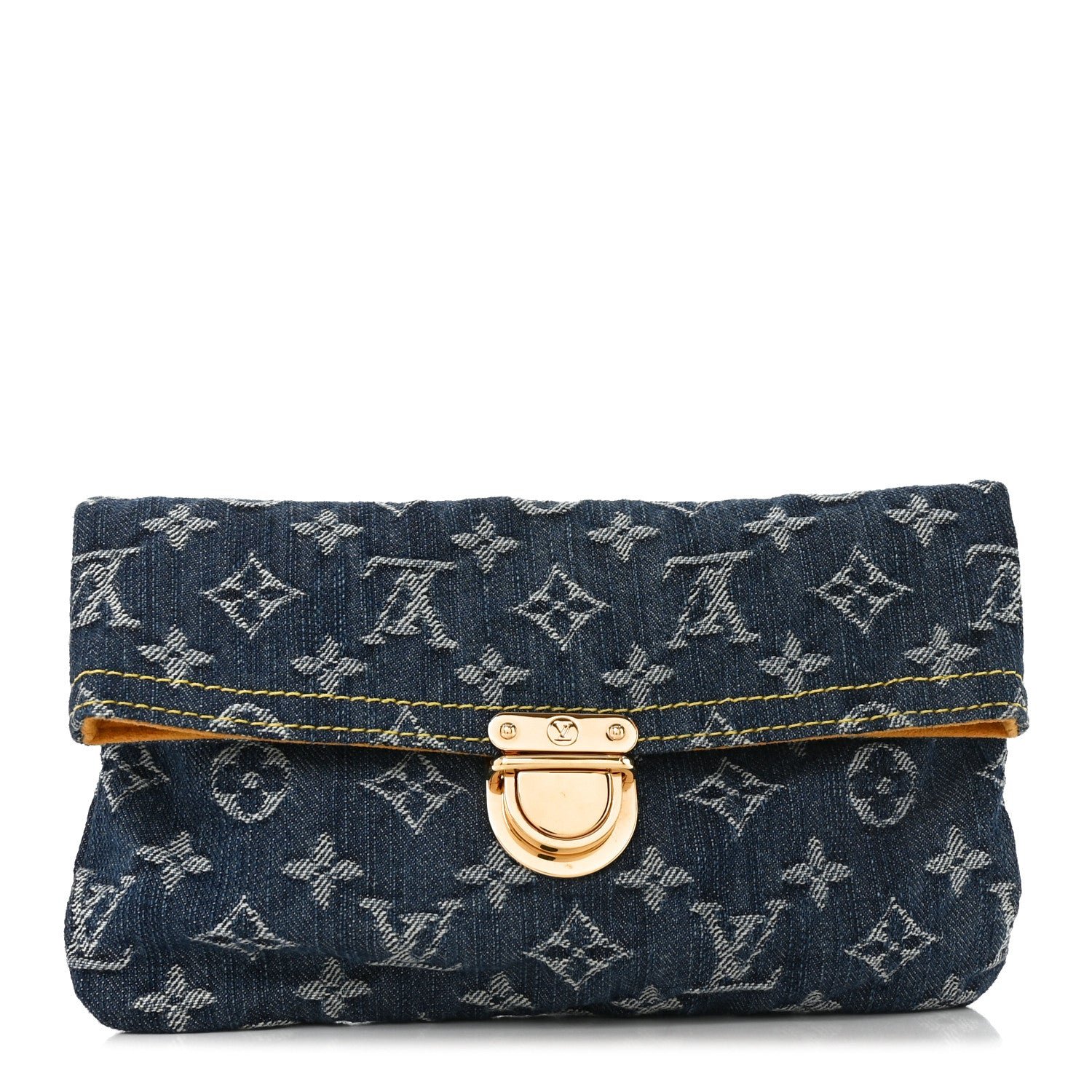 Louis Vuitton Monogram Denim Pochette Plat Clutch Blue