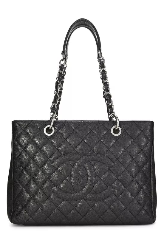 Black Quilted Caviar Grand Shopping Tote (GST)