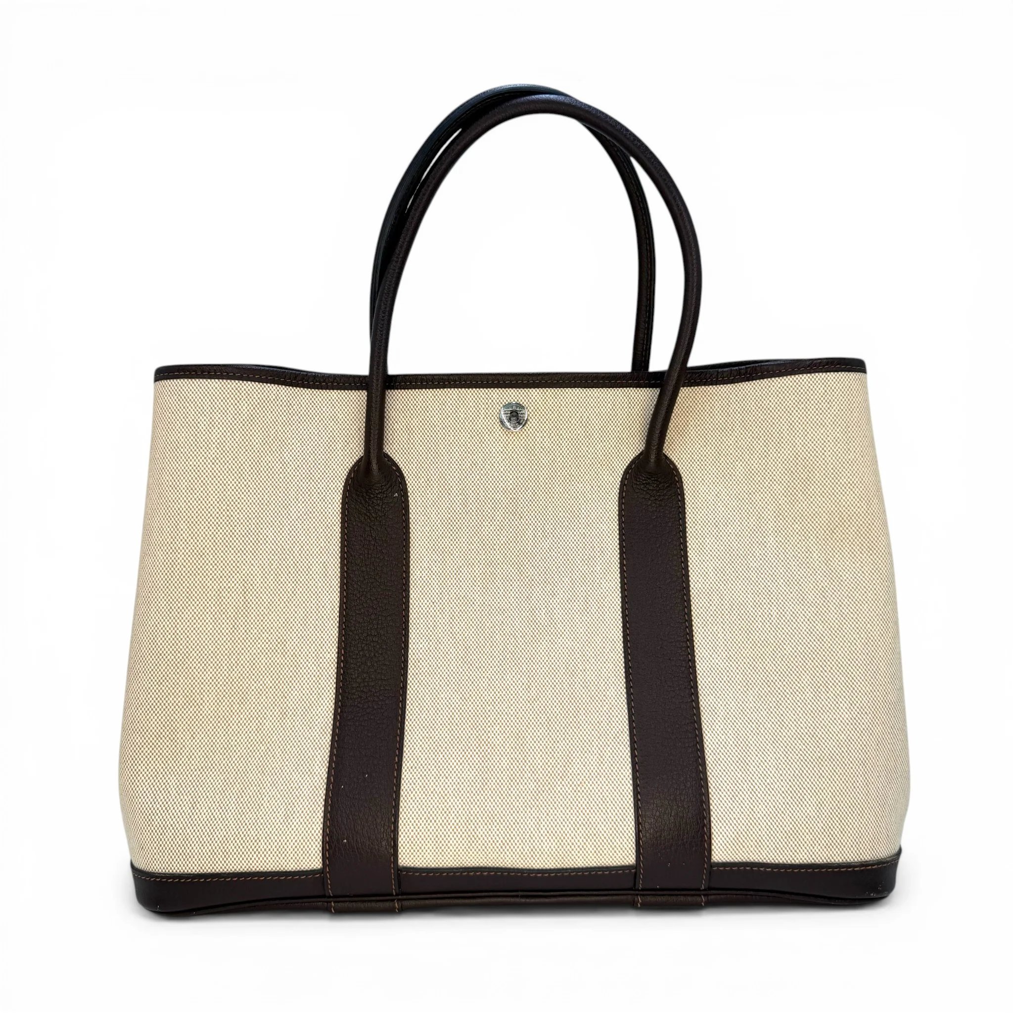 Very Good ( Rank A) HERMÈS Garden Party PM Bai Brun（T3） Toile H Viking canvas Negonda Palladium hardware Square O (2011)