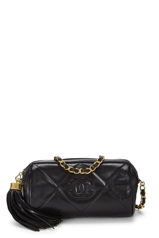 Black Quilted Lambskin Barrel Mini