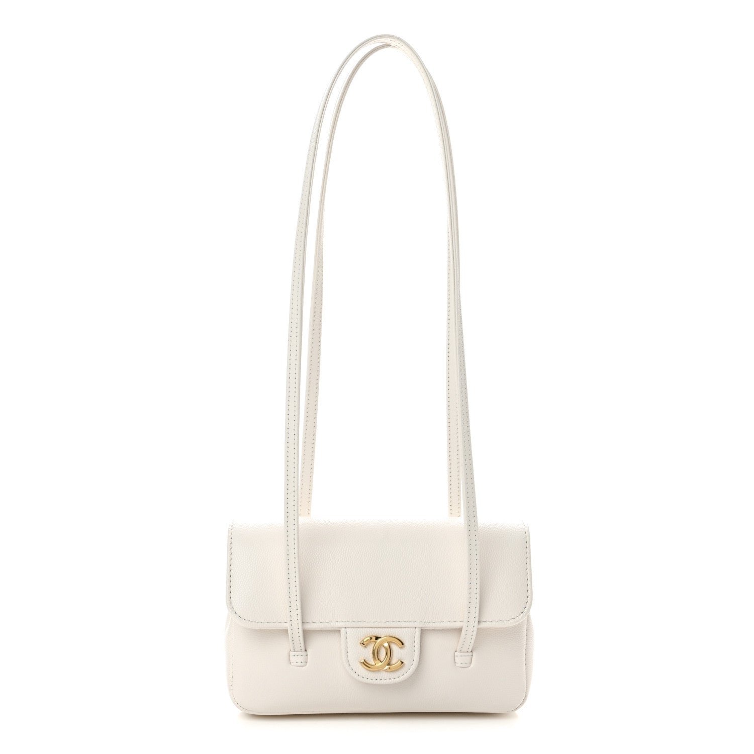 Chanel Shiny Caviar Mini Preppy Coco Shoulder Bag White