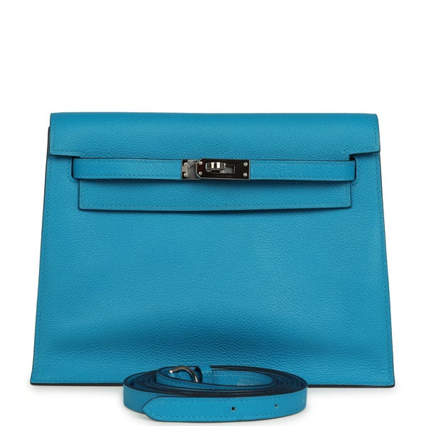 Hermes Pre-owned Hermes Kelly Danse Bleu Frida Verso Evercolor Palladium Hardware