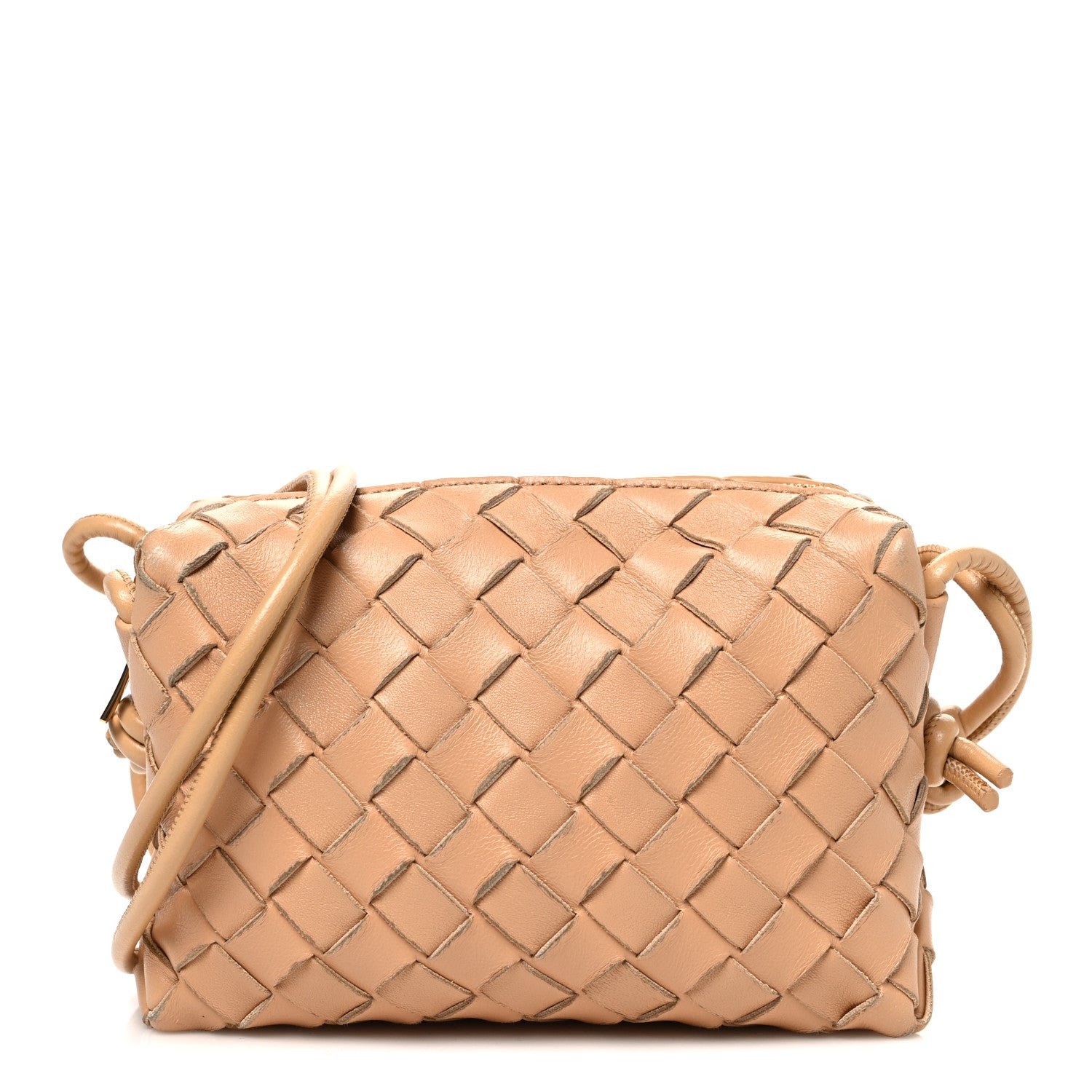 Bottega Veneta Nappa Intrecciato Mini Loop Camera Bag Almond