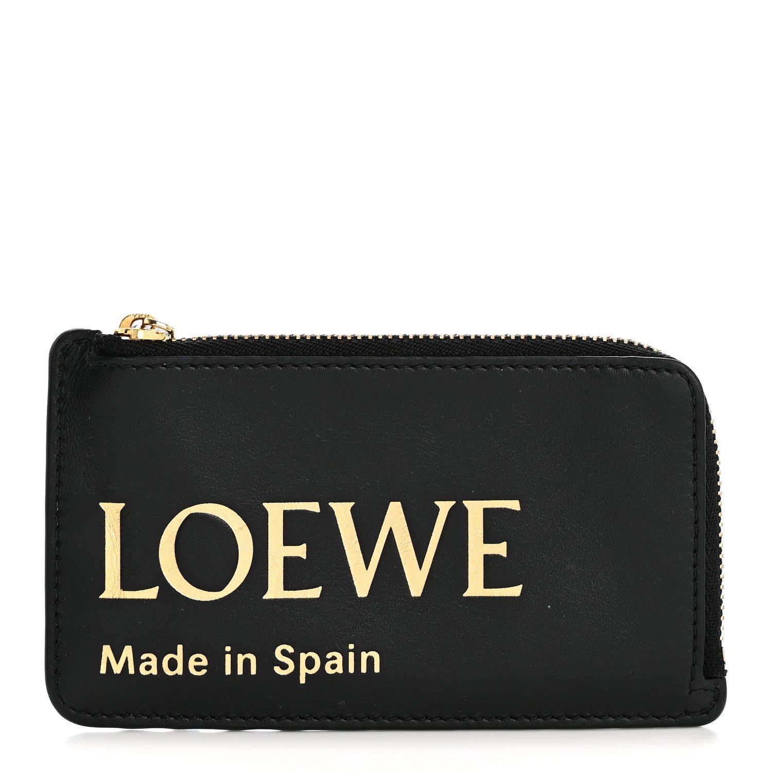 Loewe Calfskin Logo Coin Card Holder Black