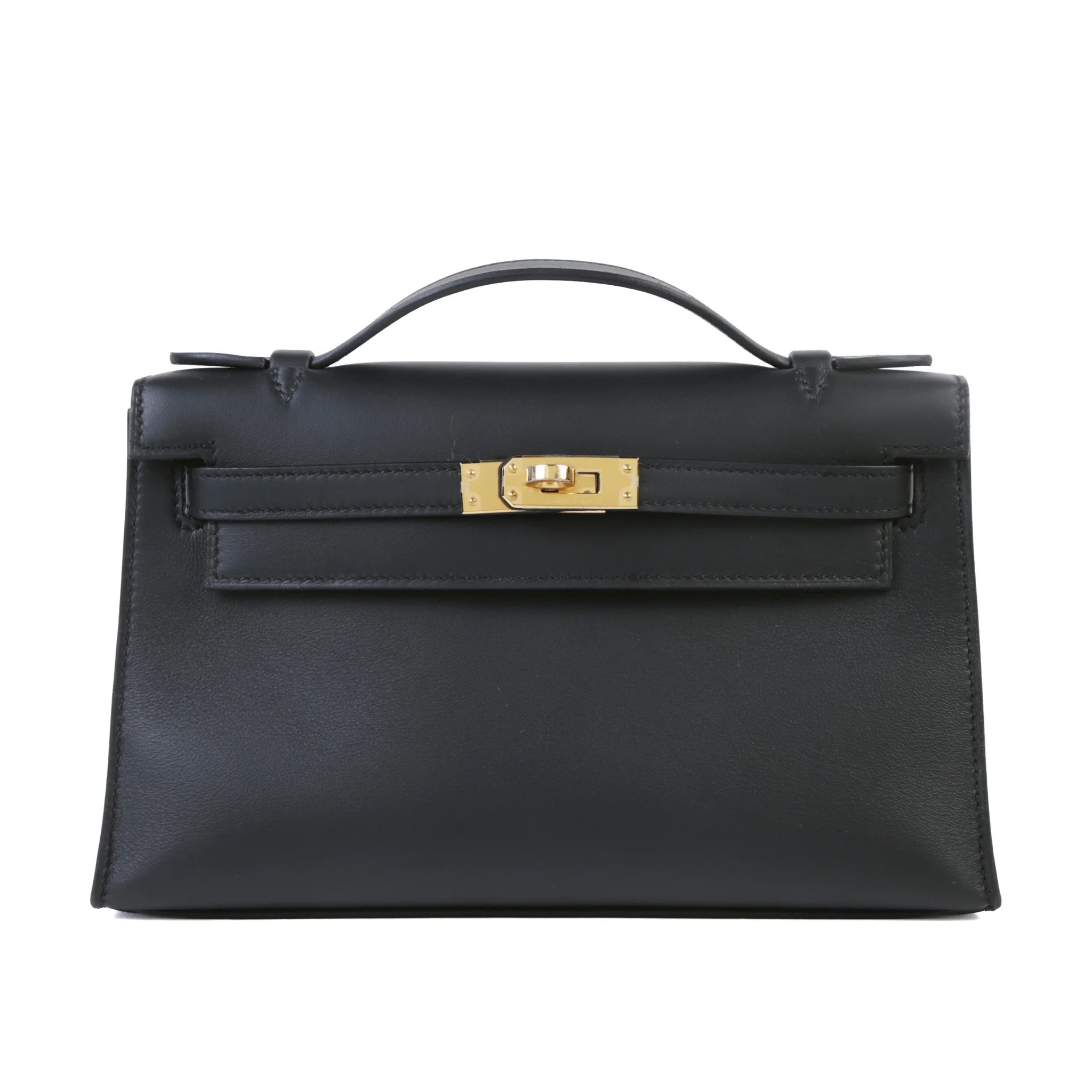Brand New ( Rank N ) HERMÈS Kelly Pochette Noir (89) Swift Gold hardware G (2026)
